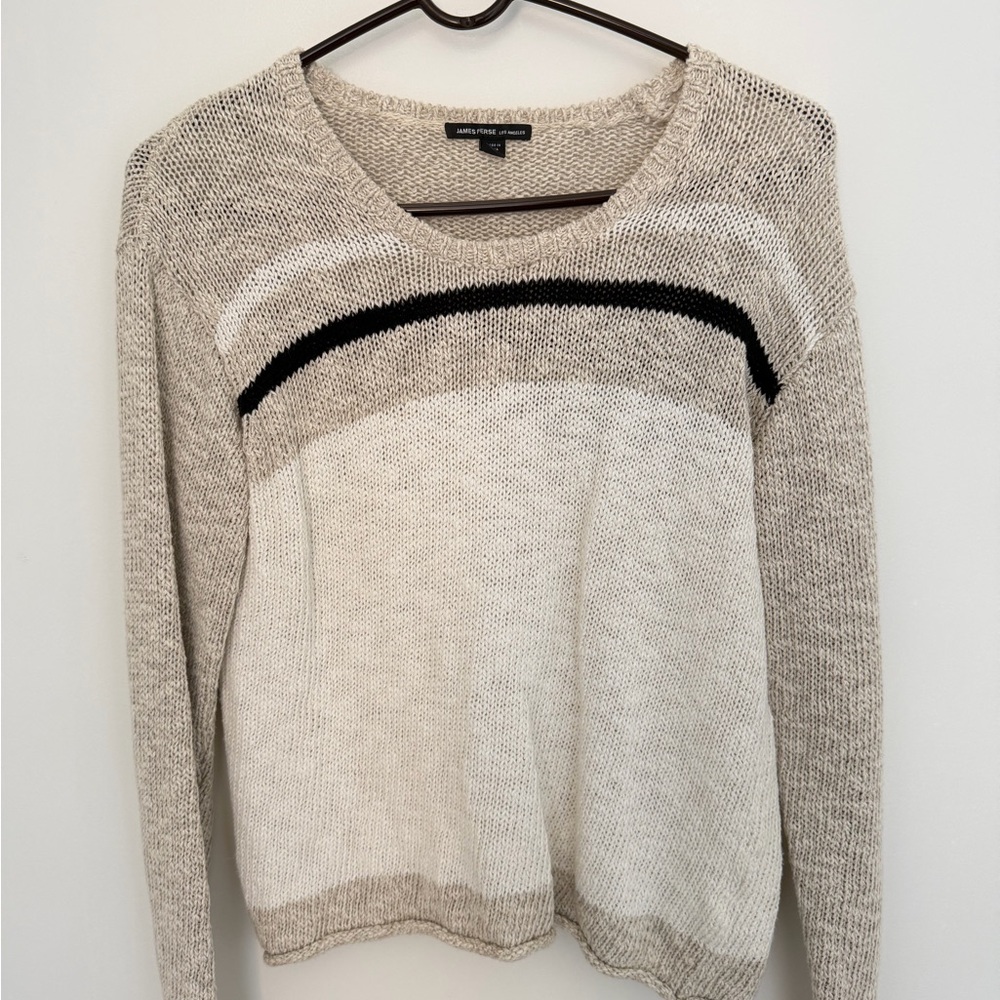 James Perse Knitted Sweater in Cream and Black